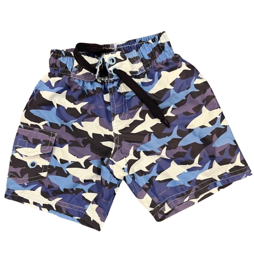 Mish boys blue shark swim trunks size 2t excellent condition